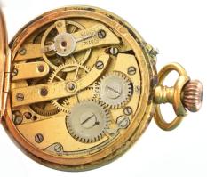 Aranyozott ezüst női zsebóra. Szép állapotban, jelzett, működik d: 28 mm