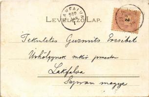 1899 (Vorläufer) New Year greeting art postcard with clovers. Art Nouveau, litho (EK)