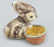Gál Béla: Nyuszis tálka, kerámia, hibátlan, jelzett m: 13 cm