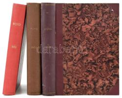 1958-1959-1961 Fotó havilap 3 évfolyama (V., VI., VIII. évf.) Félvászon-kötésekben, az 1959-es évfolyamban két foltos lappal.