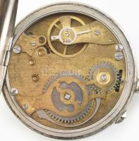 Roskopf vasutas fém tokos zsebóra, szép számlappal, díszített tokkal. Működő, jó állapotban d: 50 mm