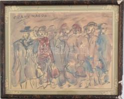 Frank Magda jelzéssel: Sárga csillagosok. Akvarell, ceruza, papír. Üvegezett fakeretben. 19x25 cm