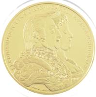 DN "Magyar Aranyóriások - II. Lipót koronázási érem 1790" aranyozott Cu utánveret T:PP