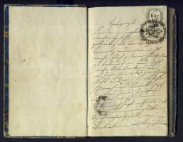 1855 Vándorkönyv 6 kr CM. okmánybélyeggel és pecsétekkel