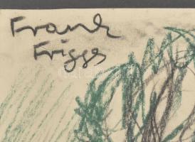 Frank Frigyes jelzéssel: Házak a fák mögött. Kréta, papír. Üvegezett fakeretben. 29,5x41,5 cm