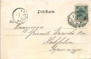 1902 Graz (Steiermark), Schloßberg u. neuer Mur-Quai / castle hill, riverside. Schneider & Lux (...