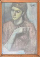 Kmetty jelzéssel: Női portré. Vegyes technika, papír. Üvegezett fakeretben. 61,5x43 cm