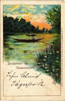 1899 (Vorläufer) Kaiserslautern, Blechhammer bei Kaiserslautern / rowing boat. Erste Pfälzische Künstler-Aquarell-Serie Moch & Stern Kunstverlag No. 27. s: Hellmann (EK)