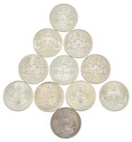 11db-os "Pápa" fém emlékérem-tétel, benne II. János Pál, XII. Pius, XXIII. János, VI. Pál,...