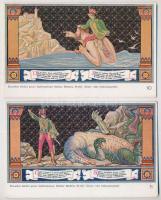 Budapest V. Egyetem utca 5. Erzsébet Királyné Szálló étterem és söröző pince, Sándor Béla falfestmén...