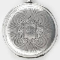 Kulcsos ezüst (Ag) zsebóra. Jelzett tokkal, hibátlan számlappal működő jó állapotban, kulccsal d: 48...