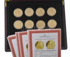 DN "A legértékesebb magyar érmék" 8xklf aranyozott Cu emlékérem kapszulában, 7 darab tanús...