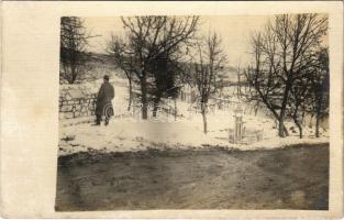 1916 Elesett tisztek sírja a Strypa folyó mentén Ukrajnában / WWI K.u.k. military cemetery in Ukraine. photo