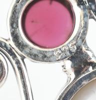 Ezüst(Ag) venezianer nyaklánc tenyésztett gyönggyel és gránátokkal díszített medállal, jelzett, h: 5...