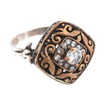 Ezüst(Ag) antik hatású gyűrű, jelzett, méret: 55, bruttó: 6,3 g
