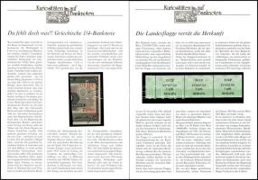 7xklf "Kuriositäten auf Banknoten" numizmatikai érdekesség tájékoztatólap, ritkább bankjegy és pecsételés mellékletekkel T:I--II 7xdiff. "Kuriositäten auf Banknoten" numismatic interest information sheet, rarer banknotes and seals attachments, C:AU-XF