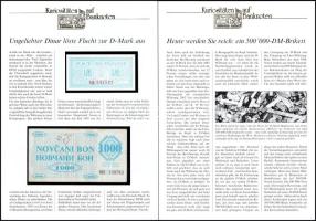 7xklf "Kuriositäten auf Banknoten" numizmatikai érdekesség tájékoztatólap, ritkább bankjeg...