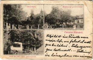 1907 Balatonfüred, Füred; park, Kossuth lak és park, Grófi lak jobb szárnya. Salamon Ferenc kiadása (szakadás / tear)