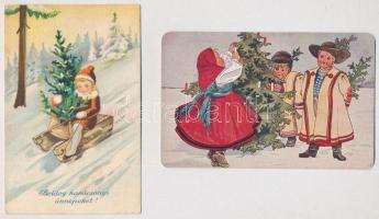 4 db RÉGI karácsonyi üdvözlő képeslap + 1 modern, vegyes minőség / 4 pre-1945 Christmas greeting postcards + 1 modern, mixed quality