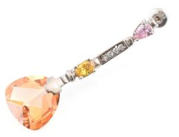 Ezüst(Ag) fülbevalópár színes kövekkel, jelzett, h: 5 cm, bruttó: 13,1 g