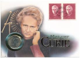 Lengyelország 1967. 10Zl Cu-Ni "Madame Curie" érmés borítékban, bélyegzéses bélyeggel, német tájékoztató lappal T:1- Poland 1967. 10 Zlotych "Madame Curie" in coin envelope with stamp and cancellation, with german description C:AU Krause Y# 59