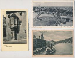 3 db RÉGI német képeslap / 3 pre-1945 German postcards: Nürnberg, Passau, Wiesbaden