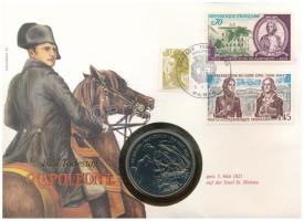 Szent Ilona 1986. 50p Cu-Ni Napoleon halálának 165. évfordulója érmés, francia bélyeggel felbélyegzett borítékban, alkalmi bélyegzéssel, német nyelvű leírással T:1 St. Helena 1986. 50 Pence Cu-Ni 165th anniversary of Napoleons death in envelope with French stamp and cancellation, with German description C:UNC Krause KM#8