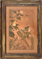 Olvashatatlan jelzéssel, japán művész: Fácán. Akvarell, papír. 25x16 cm. Üvegezett keretben.