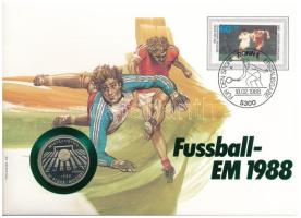 Lengyelország 1987. 200Zl Cu-Ni "1988 Labdarúgó EB" próbaveret érmés borítékban, bélyeggel, bélyegzéssel, német nyelvű leírással T:PP Poland 1987. 200 Zlotych Cu-Ni "Euro 1988" trial strike, in envelope with stamp and cancellation, with german description C:PP Krause KM# Krause Pr553