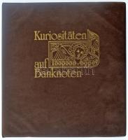 Kuriositäten auf Banknoten barna, bársonyborítású, négygyűrűs album, 50db egyosztatú és kétosztatú berakólappal, szép állapotban