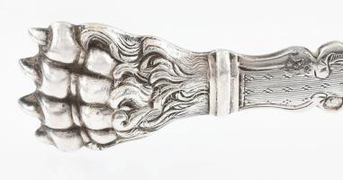 Ezüst(Ag) francia cukorcsipesz, jelzett, h: 16 cm, nettó: 43,84 g