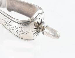 Ezüst(Ag) francia cukorcsipesz, jelzett, h: 16 cm, nettó: 43,84 g