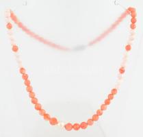 Korall nyakék ezüst(Ag) kapoccsal, jelzett, h: 48 cm