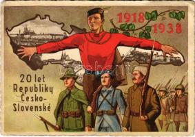 1918-1938 20. Vyrocí Samostatnosti Republiky Ceskoslovenské / 20th Anniversary of the Independence of the Czechoslovak Republic + So. Stpl s: O. Usák (tear)
