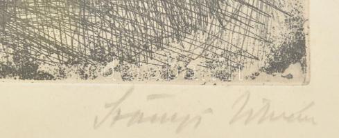 Szőnyi István (1894-1928): Gyümölcsszedők. Rézkarc, papír, jelzett, üvegezett fa keretben, lapon néh...