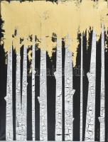 Nagy Imola (1976-): Erdő. Akril, metál fólia, vászon, jelzett, hátoldalán autográf felirattal, 50x40 cm