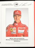 Michael Schumacher Collection. Exkluzív telefonkártya gyűjtemény, egyenkénti ismertetővel, kiadói gyűrűs berakóban, 12 kártyával és 3 bélyeg kisívvel 1996-os Forma 1 / Formula 1 futamgyőzelmek emlékei.