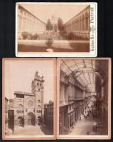 cca 1890 7 db Olasz városképes kabinetfotó Genova, Verona, stb 11x17 cm / 7 vintage Italy photos