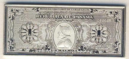 Panama 1941. 1B bankjegy mini Ag imitációja T:PP R!