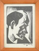 Zsögödi Nagy Imre (1893-1976): Tamási Áron portréja. Fametszet, papír, jelzett a metszeten, Csíkszeredai Múzeum kiadása, 1982 (hátoldalán feliratozott). Üvegezett fakeretben, 18x11,5 cm