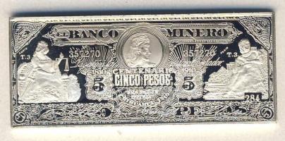 Mexikó 1910. 5P bankjegy mini Ag imitációja T:PP R!