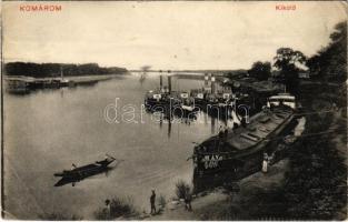 Komárom, Komárnó; kikötő, gőzhajók, MÁV 406-os uszály / port, steamships, barge (EB)