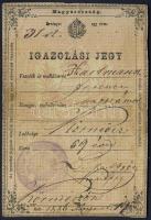 1886 Személyi igazolvány Körmöcbányán kiállítva 15 kr okménybélyeggel / ID card issued in Kremnica