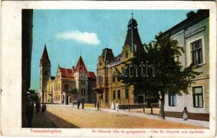 1918 Trencsénteplic, Trencianske Teplice; Dr. Heinrich-féle nyaraló és gyógyszertár. Wertheim Zsigmond kiadása / Villa Dr. Heinrich und Apotheke / villa and pharmacy (EK)