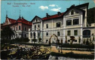 1918 Trencsénteplic, Trencianske Teplice; nyaralók, Villa Valli. Wertheim Zsigmond kiadása / spa, villas + VÖRÖSKERESZT KÓRHÁZ TRENCSÉNTEPLICZ (kopott sarok / worn corner)