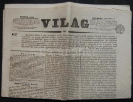 1842 A Világ c. újság nov. 5.-i száma kiváló állapotban 1kr szignettával