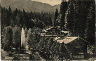 1913 Koritnyica, Korytnica; Szökőkút, Schweiz nyaraló. Gutkaiss kiadása / fountain, villa, spa (Rb)