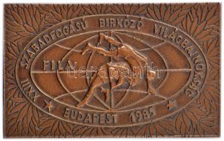 1985. XXIII. Szabadfogású Birkózó Világbajnokság Budapest bronz plakett (102x63mm) T:2