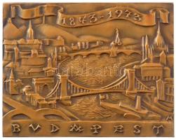 Madarassy Walter (1909-1994) 1973. "Budapest 1873-1973" egyoldalas, öntött bronz plakett (78x101mm) T:1