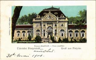 1906 Pöstyén, Pistyan, Piestany; Ferenc József fürdő. Gipsz H. kiadása / Franz Josef-Bad / spa, bathhouse